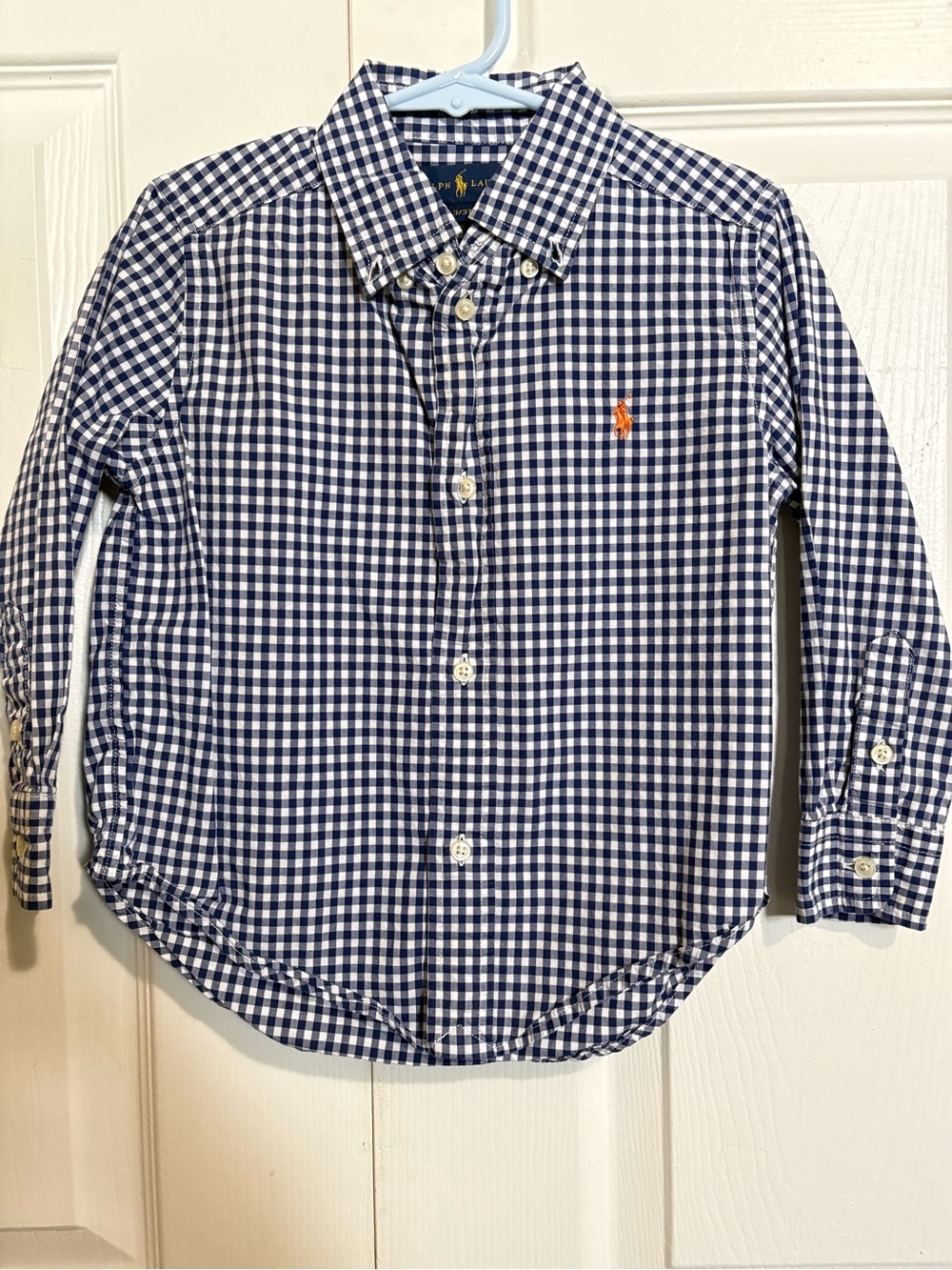 Ralph Lauren Navy and White Gingham Button-Down Shirt
